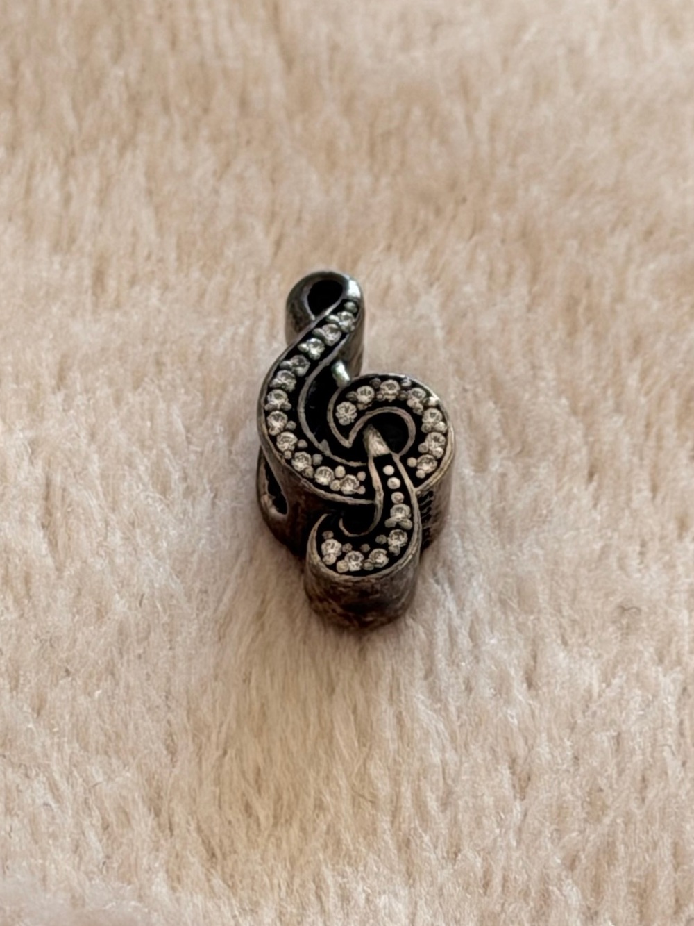 Authentic Pandora Sweet Music Note Treble Clef CZ Sparkling Charm Silver Retired